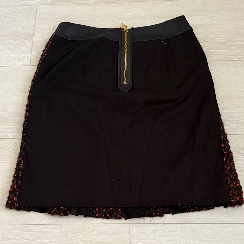 Per Se Black and Red Orange Textured Wool Tweed Skirt - Picture 5 of 6